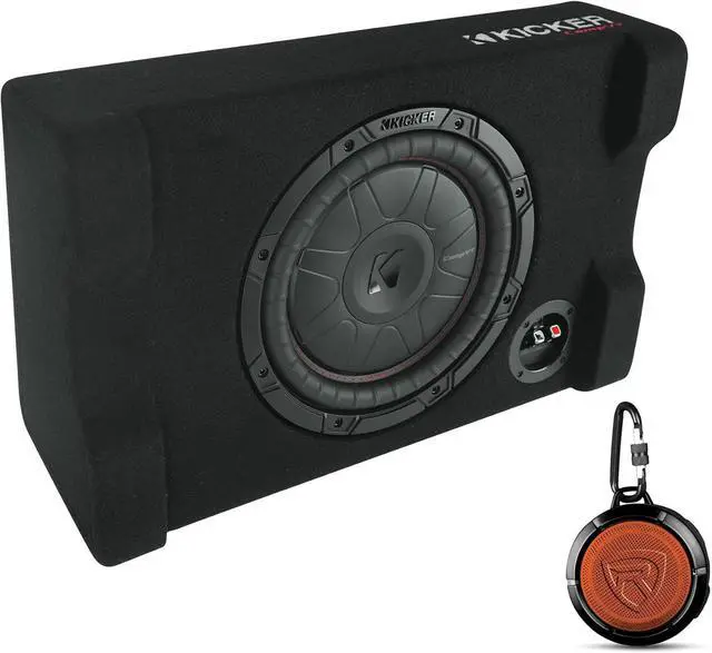 Main image of Audiosavings Bundle: Kicker 52CVTDF102 CVTDF 10" Subwoofer in Down Firing Sub Box Enclosure, 2-Ohm Bundle with Free Rockville RPB1 10W Waterproof Portable Bluetooth Speaker+NFC Loud! (2 Items)