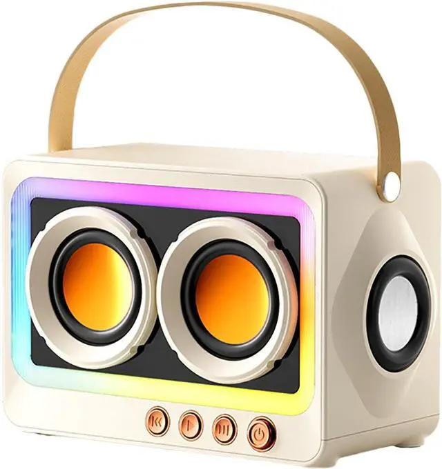 Alt view image 2 of 7 - Cute Bluetooth Speaker, Upgraded Portable Wireless Bluetooth Speaker with Colourful Light, Dual Stereo Speakers,Connective for Present Home Decor (White)