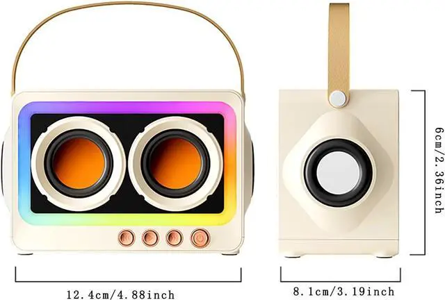 Alt view image 3 of 7 - Cute Bluetooth Speaker, Upgraded Portable Wireless Bluetooth Speaker with Colourful Light, Dual Stereo Speakers,Connective for Present Home Decor (White)