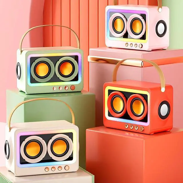 Alt view image 6 of 7 - Cute Bluetooth Speaker, Upgraded Portable Wireless Bluetooth Speaker with Colourful Light, Dual Stereo Speakers,Connective for Present Home Decor (White)