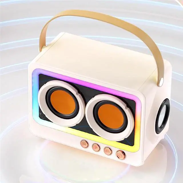 Alt view image 5 of 7 - Cute Bluetooth Speaker, Upgraded Portable Wireless Bluetooth Speaker with Colourful Light, Dual Stereo Speakers,Connective for Present Home Decor (White)