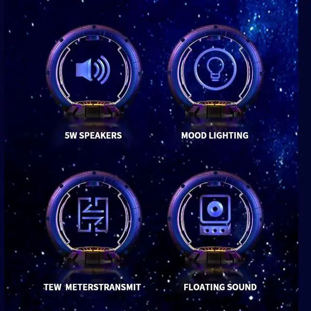 Alt view image 5 of 5 - Magnetic Levitation Speaker, Portable Speaker, Stereo Speaker Sound Speaker Audio Speaker with LED Light, Christmas Birthday Gift