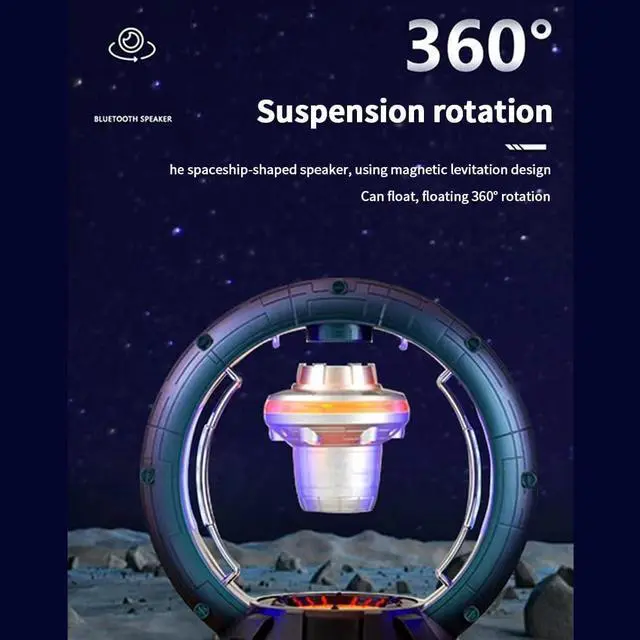 Alt view image 4 of 5 - Magnetic Levitation Speaker, Portable Speaker, Stereo Speaker Sound Speaker Audio Speaker with LED Light, Christmas Birthday Gift