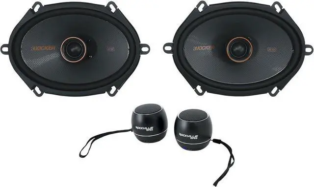 Main image of Audiosavings Bundle: (1) Pair Kicker 51KSC6804 RMS Car Audio Speakers KSC6804 KSC680 Bundle with (1) Pair Rockville RPB3-BLACK Handheld Wireless Linking Portable Bluetooth Speakers (Items 4)