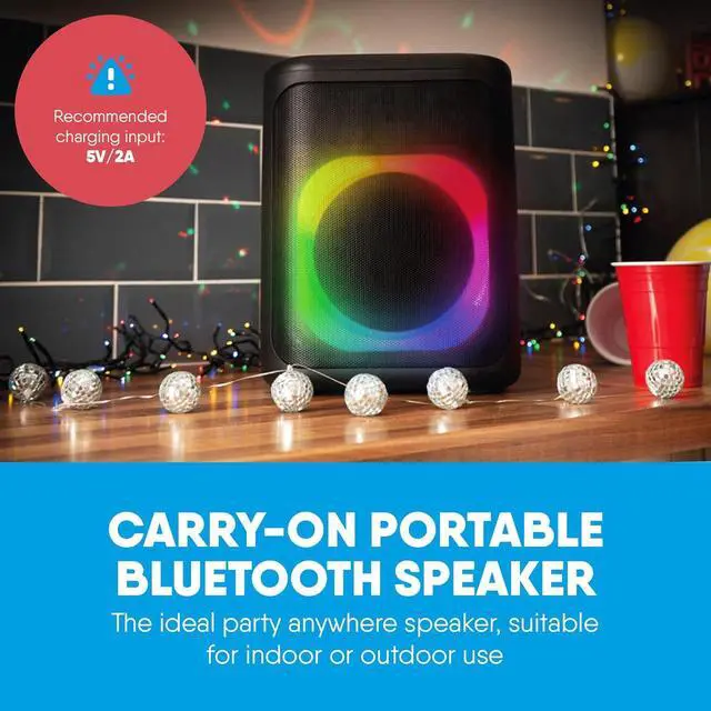 Alt view image 2 of 7 - Carry-on Soundtrack Portable Bluetooth Speaker - Dual Microphone Inputs with LED Lighting - Outdoor Speaker with Superior Sound - Lightweight Design Great for Indoor/Outdoor Events - 5V/2A Charging