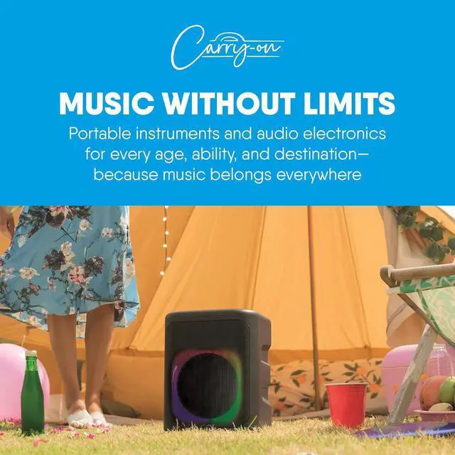 Alt view image 7 of 7 - Carry-on Soundtrack Portable Bluetooth Speaker - Dual Microphone Inputs with LED Lighting - Outdoor Speaker with Superior Sound - Lightweight Design Great for Indoor/Outdoor Events - 5V/2A Charging