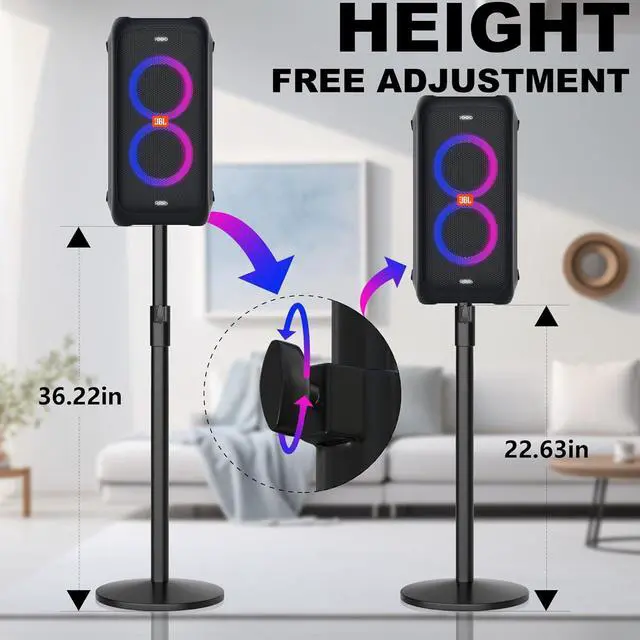 Alt view image 2 of 7 - All Metal Construction Stand for JBL Partybox,Height Adjustable Speaker Stand for JBL Partybox 100/110/120/310/320,Heavy Base Speaker Pole Stand(Stand only,No Speaker Included)