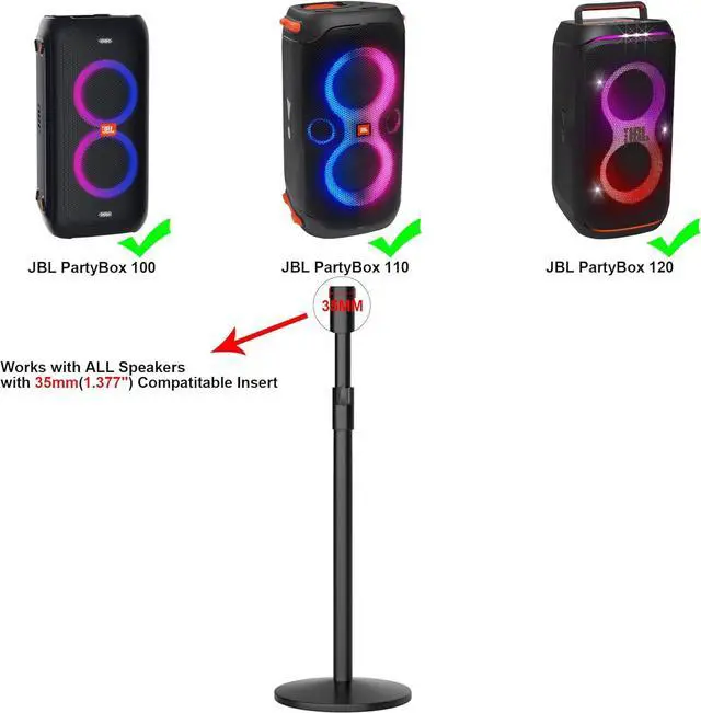 Alt view image 6 of 7 - All Metal Construction Stand for JBL Partybox,Height Adjustable Speaker Stand for JBL Partybox 100/110/120/310/320,Heavy Base Speaker Pole Stand(Stand only,No Speaker Included)