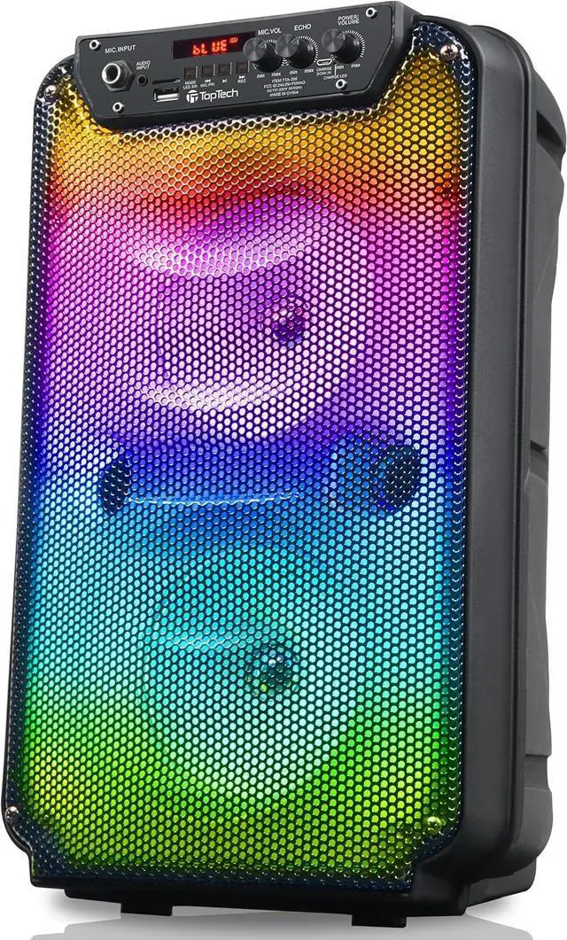 Main image of TTA-206 Dual 6''Woofer Portable Bluetooth Speaker with Stand/Microphone and LED Flame Light, Amazing Blazing Power,Precision-Tuned Bluetooth Stereo Sound, 10M Wireless Range,for Home/Outdoor,Gift