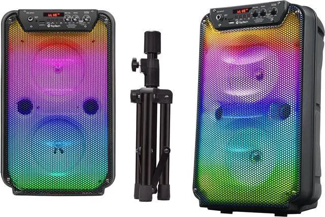 Alt view image 7 of 7 - TTA-206 Dual 6''Woofer Portable Bluetooth Speaker with Stand/Microphone and LED Flame Light, Amazing Blazing Power,Precision-Tuned Bluetooth Stereo Sound, 10M Wireless Range,for Home/Outdoor,Gift