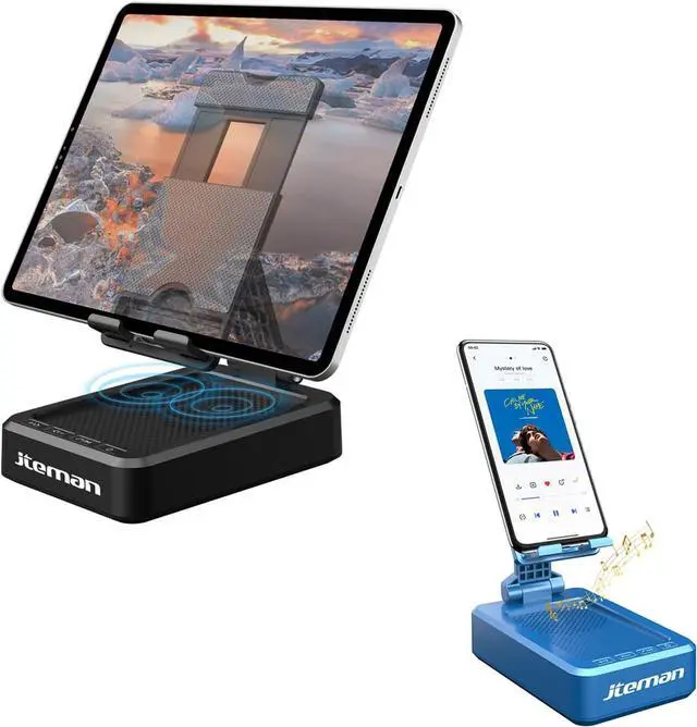 Main image of JTEMAN Tablet Phone Stand with Bluetooth Speakers,Kitchen Gadgets Phone Stand,Portable Phone Stand with Speaker,Gifts for Women and Men