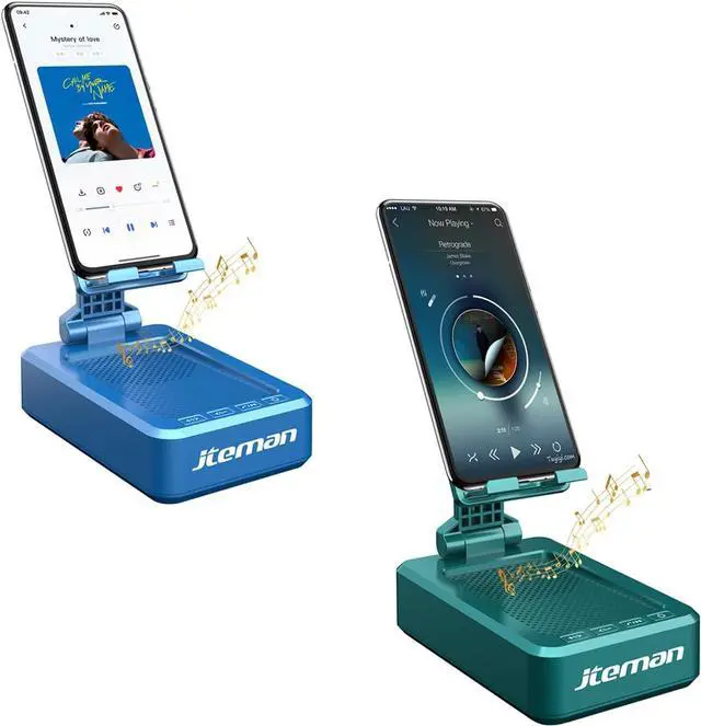 Main image of JTEMAN Phone Stand with Wireless Bluetooth Speaker, HD Surround Sound Bluetooth Speaker for Desk Perfect for Home Kitchen Gadgets Gifts,Compatible with iPhone/ipad/Samsung Galaxy