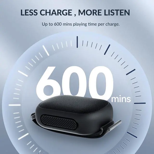 Alt view image 5 of 7 - B2 Portable Bluetooth Speaker - Wireless Shower Speaker with IP67 Waterproof, Enhanced Bass, 10H Playtime, USB-C Charging, and Carabiner - Black