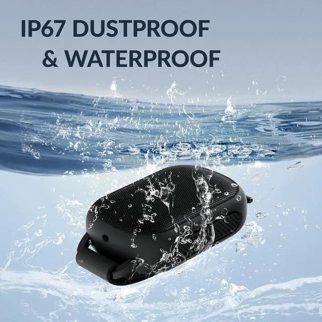 Alt view image 6 of 7 - B2 Portable Bluetooth Speaker - Wireless Shower Speaker with IP67 Waterproof, Enhanced Bass, 10H Playtime, USB-C Charging, and Carabiner - Black