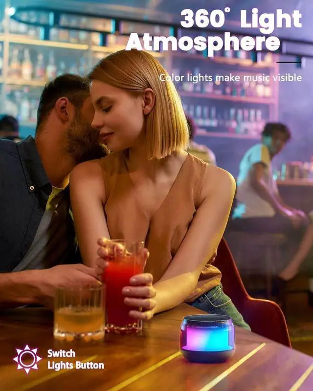 Alt view image 2 of 6 - NIUTA Bluetooth Speaker with Lights, Color Changing Portable Wireless Speaker, 20W Stereo Sound, IPX5 Waterproof, 24 Hours Battery, TWS Pairing, TF Card Slot