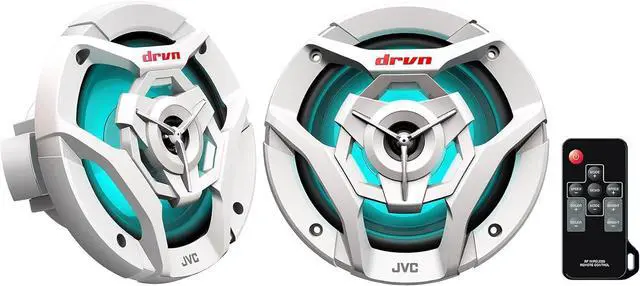 Alt view image 2 of 7 - Audiosavings Bundle: (2) JVC CS-DR621MWL 6.5" 75 Watt RMS 2-Way RBG LED Marine Boat Speakers Bundle with (1) Rockville RPB2-BLACK Handheld Wireless Portable Bluetooth Speaker (3 Items)