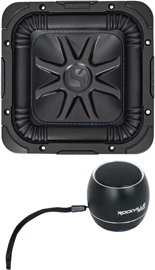 Main image of Audiosavings Bundle: (1) Kicker L7S84 8" 900 Watt Solobaric L7S Car Audio Subwoofer Solo-baric Bundle with (1) Rockville RPB2-BLACK Handheld Wireless Portable Bluetooth Speaker Great Sound (2 Items)