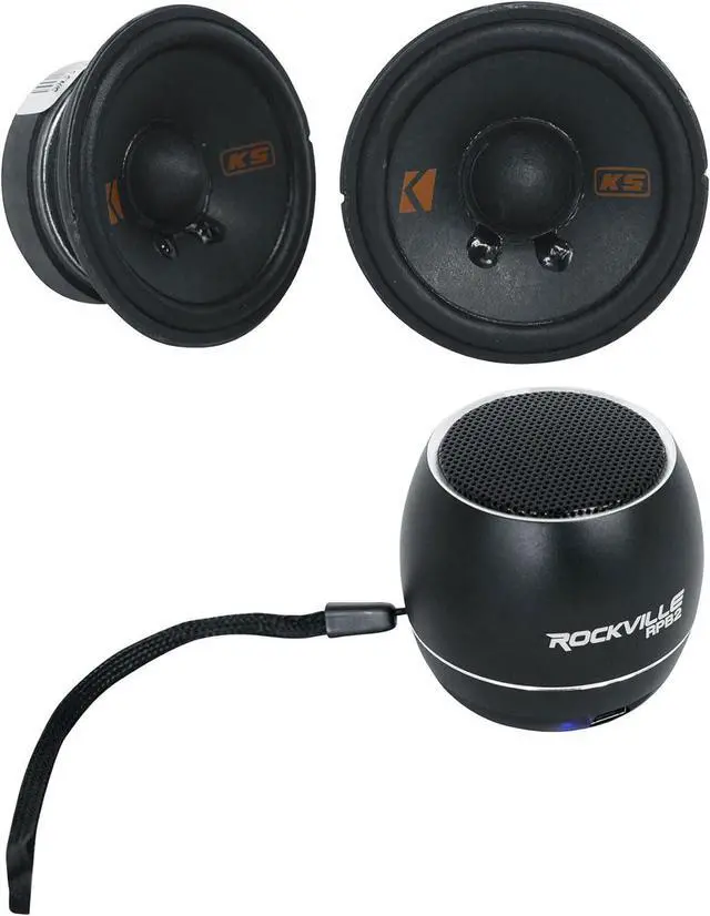 Main image of Audiosavings Bundle: (1) 2 Kicker 51KSC2704 KSC270 2.75" Mid/Tweeters Fits GM/Chrysler/Subaru/Jeep/Toyota Bundle with (1) Rockville RPB2-BLACK Handheld Wireless Portable Bluetooth Speaker (2 Item)