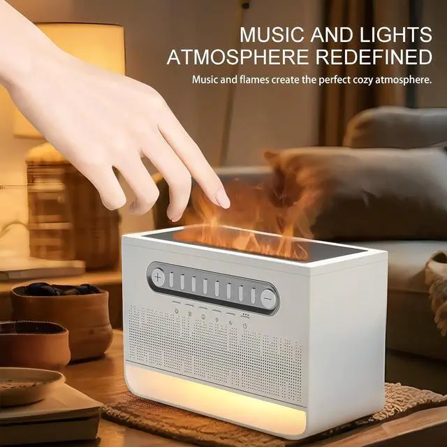 Alt view image 4 of 7 - Bluetooth Speaker with 8 White Noise, 7 Colors Flame Diffuser Humidifer for Home Office, 8 White Noise Effect, Timing Essential Oil Diffusers Ideal Gift