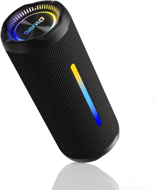 Main image of OHAYO Portable Bluetooth Speaker with Dazzling Lights, IPX7 Waterproof, Wireless Stereo Pairing, 25W Powerful Sound, Bass Up, Bluetooth 5.3, 24H Playtime for Home/Outdoor/Beach/Travel (Light Black)
