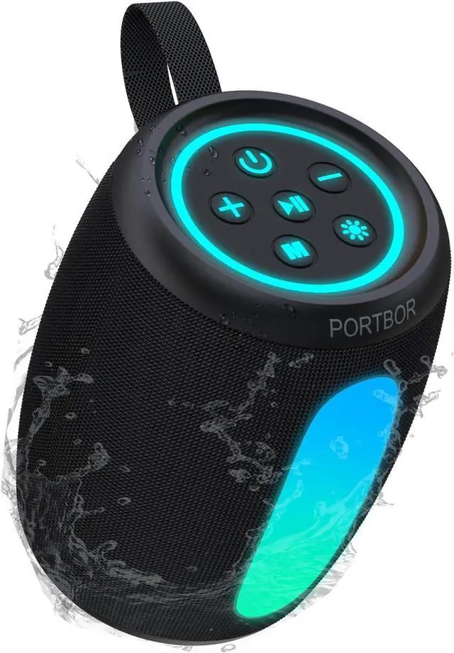 Main image of Portable Bluetooth Speaker Wireless, Powerful Loud Sound Small Speaker with Lights, IPX5 Waterproof, BT5.3 with AUX Input Port, TWS Pairing, for Outdoor Home Party Beach Shower, Electronics Gifts
