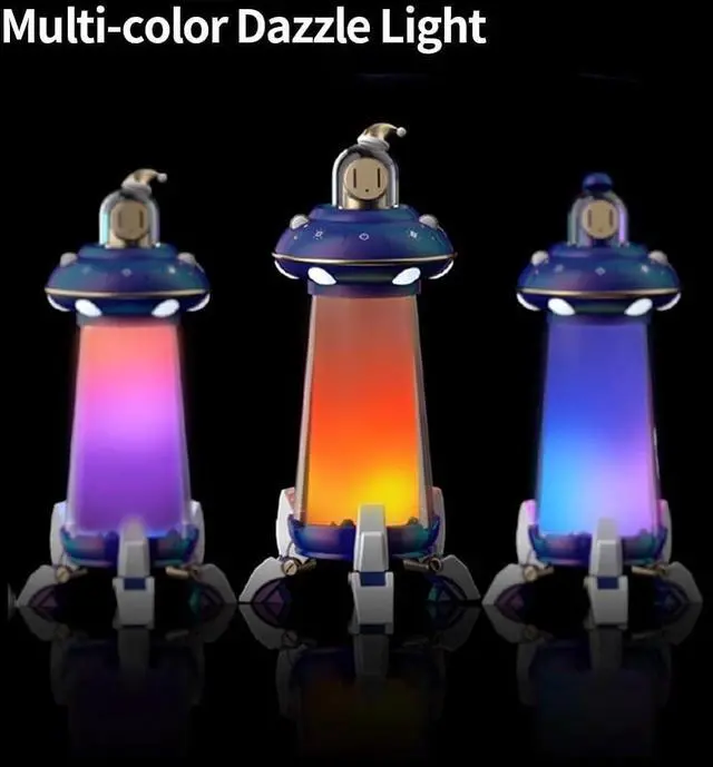 Alt view image 3 of 7 - Portable Bluetooth Speakers, Bluetooth Flyship Speaker with 360°Rotating Colorful LED Ambient Light, Boyfriend Gifts