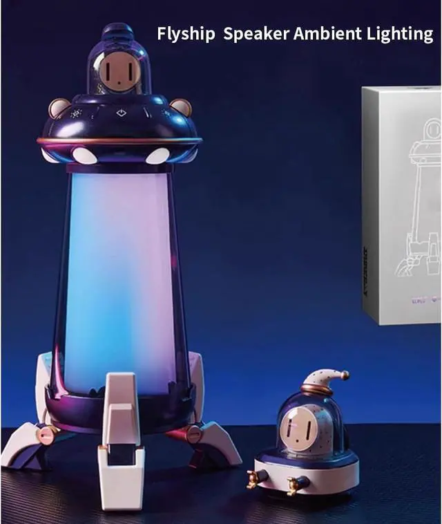 Alt view image 5 of 7 - Portable Bluetooth Speakers, Bluetooth Flyship Speaker with 360°Rotating Colorful LED Ambient Light, Boyfriend Gifts