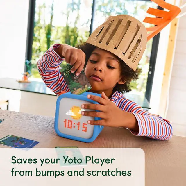 Alt view image 6 of 7 - YOTO Player (3rd Gen.) + Adventure Jacket Blue Bird  Kids Bluetooth Audio Speaker, All-in-1 Screen-Free Device Plays Stories Music Podcasts Radio White Noise Thermometer Nightlight Ok-to-Wake Clock