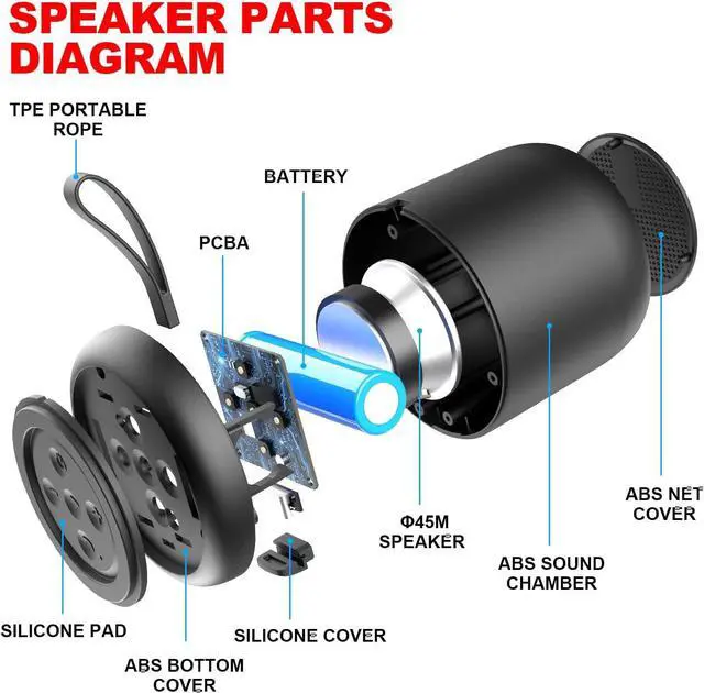 Alt view image 3 of 7 - Portable Bluetooth Speakers, Mini Bluetooth Speaker, Waterproof Outdoor Speaker Bluetooth 5.0, Small Wireless Speakers, with Long Battery Life