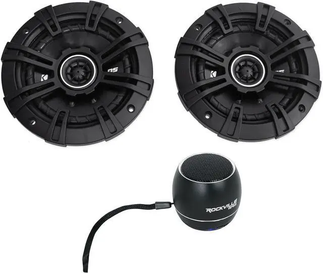 Main image of Audiosavings Bundle: (2) Kicker 43DSC504 DSC50 200 Watt 5.25" 5 1/4" 2-Way Car Audio Speakers Bundle with (1) Rockville RPB2-BLACK Handheld Wireless Portable Bluetooth Speaker (3 Items)