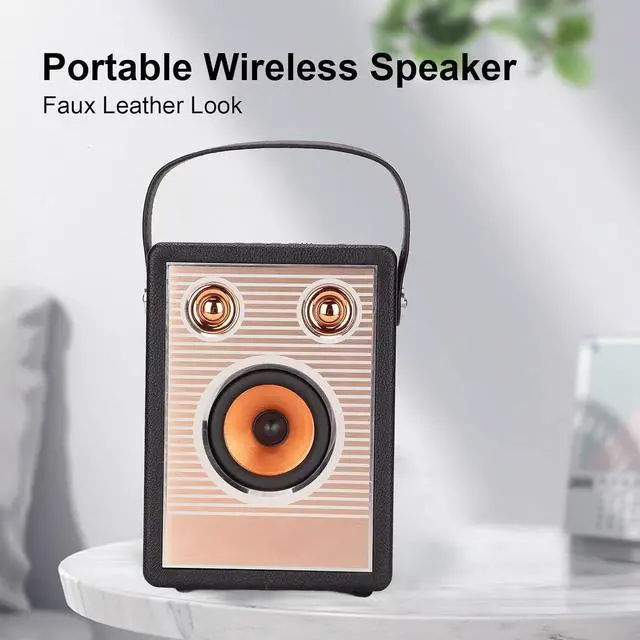 Alt view image 2 of 6 - Bluetooth Speaker Powerful Rechargeable Support Memory Card AUX Retro Portable Speaker with Handle for Various Scenarios (Black (Export Version))