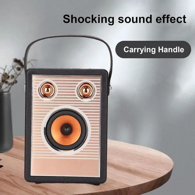 Alt view image 3 of 6 - Bluetooth Speaker Powerful Rechargeable Support Memory Card AUX Retro Portable Speaker with Handle for Various Scenarios (Black (Export Version))