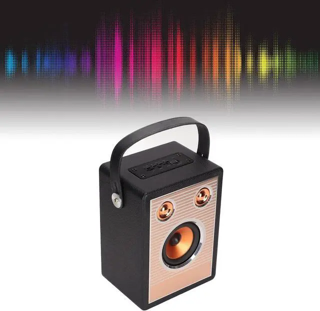 Alt view image 6 of 6 - Bluetooth Speaker Powerful Rechargeable Support Memory Card AUX Retro Portable Speaker with Handle for Various Scenarios (Black (Export Version))