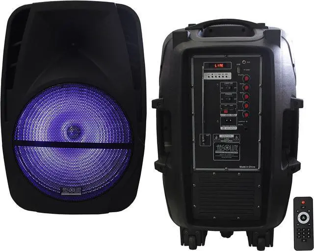 Alt view image 2 of 6 - Absolute PRO Series ASBAT15 15" 3000W Max Power Speaker with Built-in Bluetooth & Battery LCD/MP3/USB/Micro SD