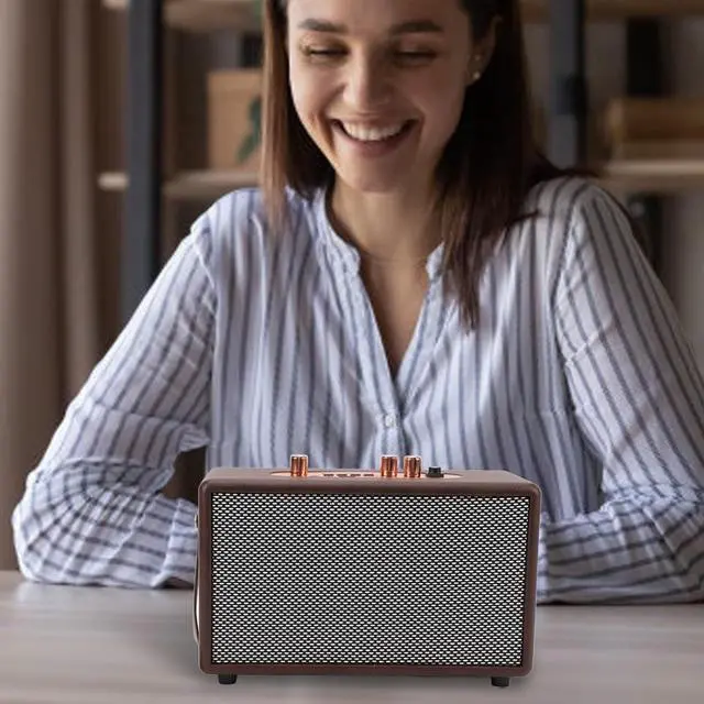 Alt view image 2 of 7 - Sanpyl Bluetooth Speaker, 20W Retro Cordless Bluetooth Speaker with 3600mAh Rechargeable Battery, 8H Playtime, Portable Outdoor Speaker for Home Party