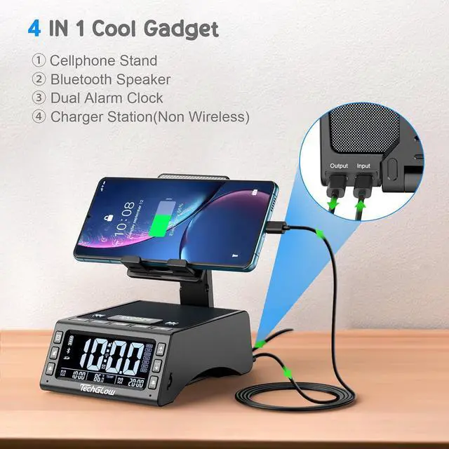 Alt view image 3 of 7 - TechGlow L9-1 Bluetooth Speaker with Phone Stand and Power Bank, L36 Bluetooth Speaker with Phone Stand and Charging Station