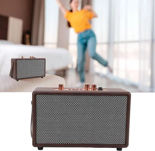 Alt view image 5 of 7 - Sanpyl Bluetooth Speaker, 20W Retro Cordless Bluetooth Speaker with 3600mAh Rechargeable Battery, 8H Playtime, Portable Outdoor Speaker for Home Party