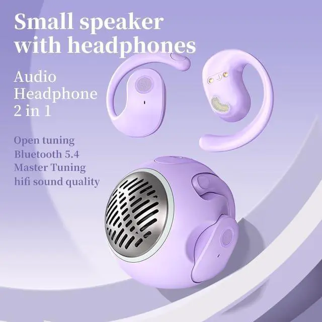 Alt view image 2 of 6 - Portable Bluetooth Speakers, Open Ear Headphones Wireless and Bluetooth Speaker, Waterproof Outdoor Speaker Bluetooth 5.4, Small Wireless Speakers, Open Ear Earbuds with Long Battery Life as Gifts
