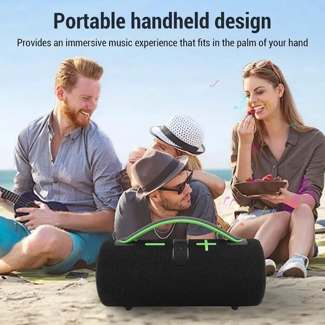 Alt view image 3 of 7 - WL Bluetooth Speaker, IPX4 Water Bluetooth V5.3 Speaker with RGB Lights, Built in Mic, Portable Speaker with Handle for Outdoor, Pool, Beach, Immersive Sound (Green