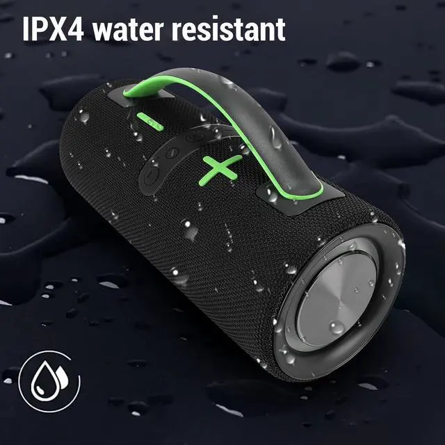 Alt view image 4 of 7 - WL Bluetooth Speaker, IPX4 Water Bluetooth V5.3 Speaker with RGB Lights, Built in Mic, Portable Speaker with Handle for Outdoor, Pool, Beach, Immersive Sound (Green