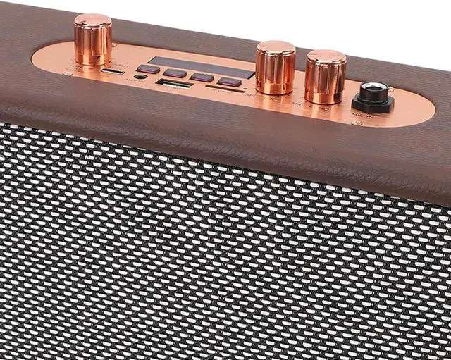 Alt view image 5 of 7 - Retro Bluetooth Speaker 10Wx2 Faux Leather Portable Wireless Speaker Heavy Bass Music Player 8H Long Playtime Office Home