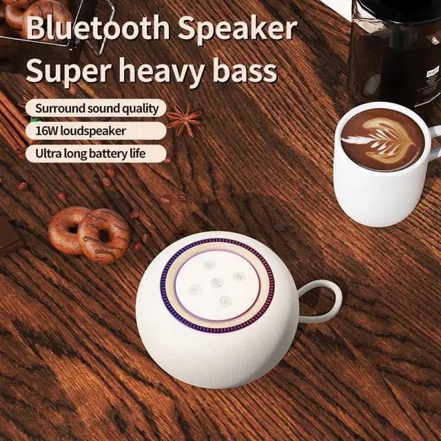 Alt view image 2 of 6 - Portable Bluetooth Speaker with Atmospheric Lighting, 16W Powerful Sound, 12H Playtime, Built-in Mic for Calls, 360° Surround Sound