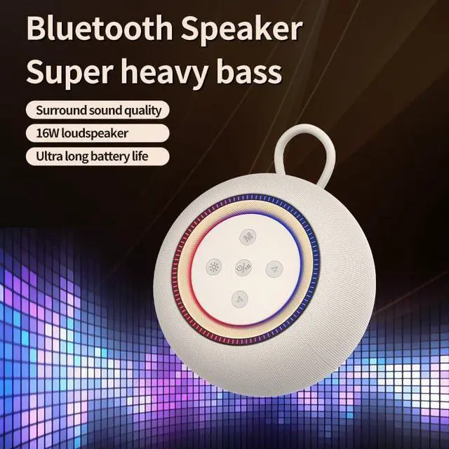 Alt view image 5 of 6 - Portable Bluetooth Speaker with Atmospheric Lighting, 16W Powerful Sound, 12H Playtime, Built-in Mic for Calls, 360° Surround Sound