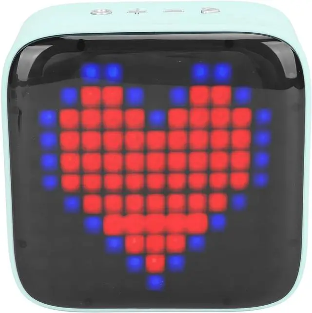 Alt view image 2 of 7 - Mini Bluetooth Speaker Portable LED Colorful Light Pixel Style Speaker Bedroom Office Party Outdoor (Green)