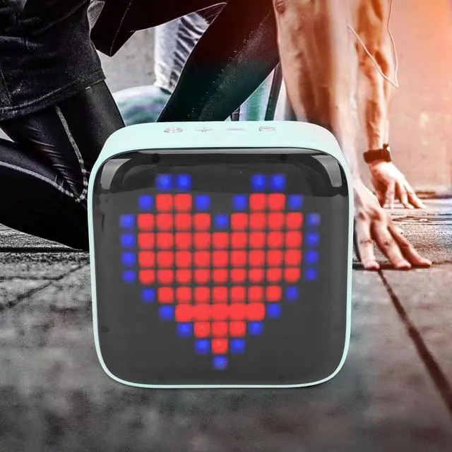 Alt view image 6 of 7 - Mini Bluetooth Speaker Portable LED Colorful Light Pixel Style Speaker Bedroom Office Party Outdoor (Green)