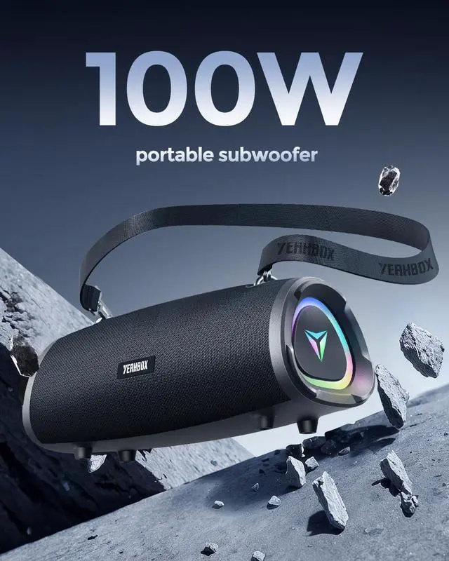 Alt view image 3 of 7 - Sonic Boom 100W(120w Peak) Portable Speaker Loud Wireless Bass Booster with RGB Lights, IPX6 Waterproof Outdoor Large Big Subwoofer, Dual DSP, Indoor/Outdoor for Camping, Party/24H/TF/AUX/EQ