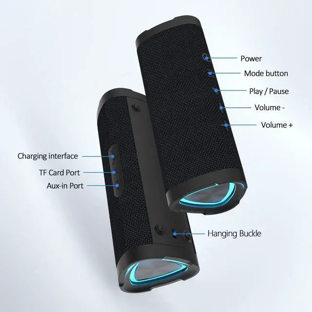 Alt view image 2 of 7 - Vanzon V40 Bluetooth Speakers V5.0 with 24W Loud Stereo Sound, 24H Playtime, TWS & IPX7 Waterproof, Suitable for Home and Outdoors