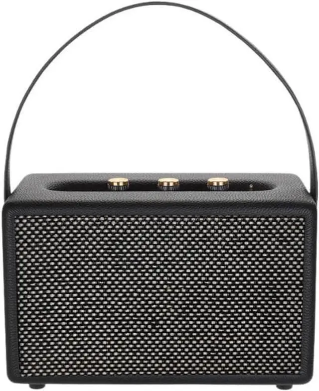 Main image of Professional Portable Wireless Vintage Bluetooth Speakers USB Card Reader Wooden PU Outdoor Home Music Player Black