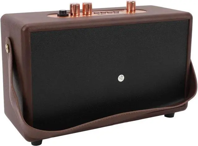 Alt view image 6 of 7 - Vintage Bluetooth Speaker, Rechargeable Leather Portable BT Retro Style Audio System, Indoor Outdoor Portable Small Bluetooth Speaker, 20W Heavy Bass Music Player for Home