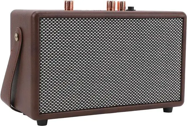 Alt view image 7 of 7 - Retro Bluetooth Speaker 10Wx2 Faux Leather Portable Wireless Speaker Heavy Bass Music Player 8H Long Playtime Office Home
